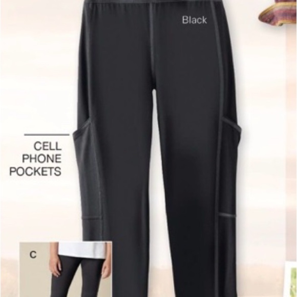Coldwater Creek Black Track CAPRI Pants with Pockets